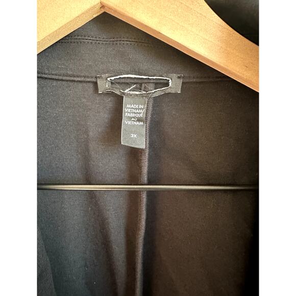 Eileen Fisher Organic Cotton Open Front Notched Blazer Black 3X Plus - Picture 3 of 6